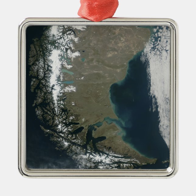 Ornement Carré Argenté Les Andes rugueuses et enneigées (Devant)