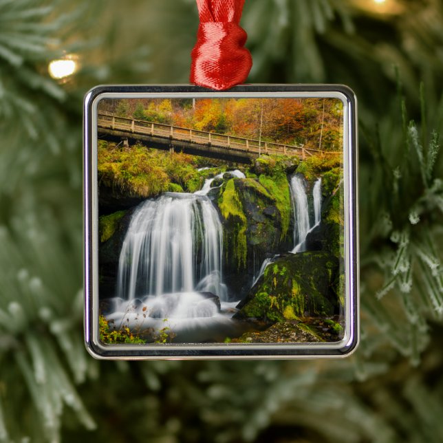 Ornement Carré Argenté Les cascades | Cascades de Triberg, Allemagne (Arbre)