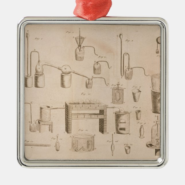 Ornement Carré Argenté Les éléments de Chemistry (Devant)