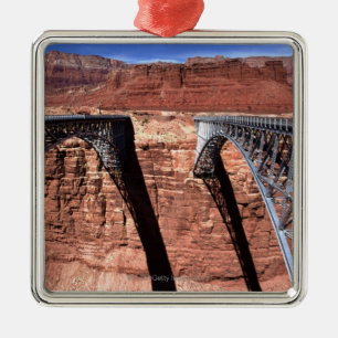 Ornement Carré Argenté Les Etats-Unis, Arizona, vue de pont de Navajo