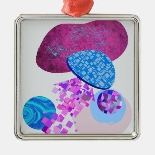 Ornement Carré Argenté Les Formes Modernes Purple Et Cyan