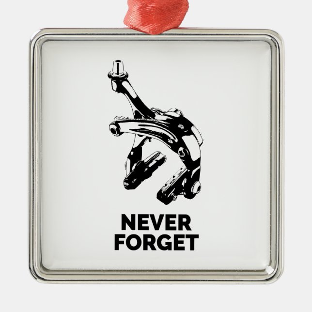 Ornement Carré Argenté Les freins à vélo ne jamais oublier (Devant)