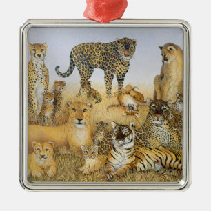 Ornement Carré Argenté Les grands chats