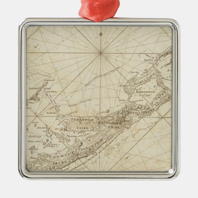 Ornement Carré Argenté Les îles de Bermudas ou d'été (Devant)