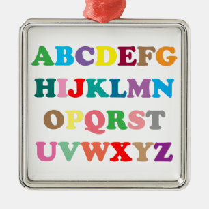 Ornement Carré Argenté Les lettres colorées d'ABC