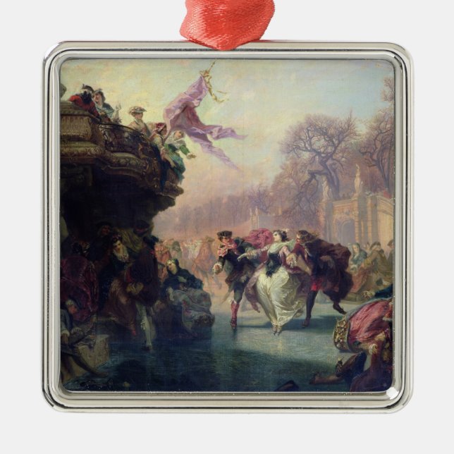 Ornement Carré Argenté Les patineurs (Devant)