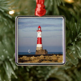 Ornement Carré Argenté Les phares Beachy Head Lighthouse England
