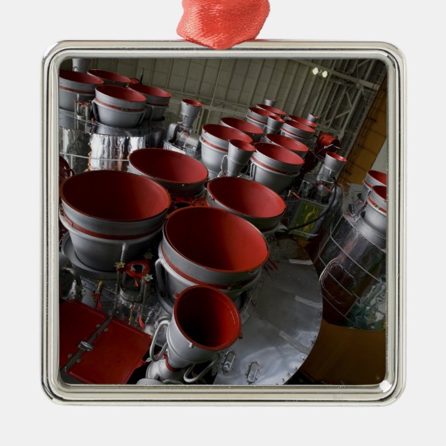 Ornement Carré Argenté Les propulseurs du Soyouz TMA-14 vaisseau spatial  (Devant)