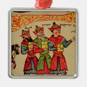 Ornement Carré Argenté Les trois Magi, détail de la nativité