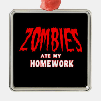 Ornement Carré Argenté Les zombis ont mangé mon travail