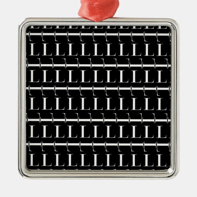 Ornement Carré Argenté Lettre initiale monogramme L (Devant)