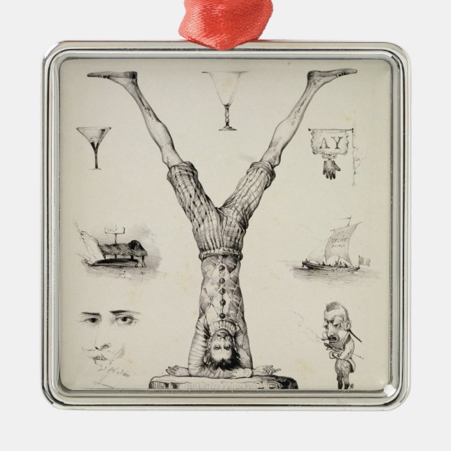 Ornement Carré Argenté Lettre Y d'une amorce d'alphabet (Devant)