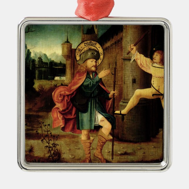 Ornement Carré Argenté L'expulsion du saint Roch de Rome (Devant)