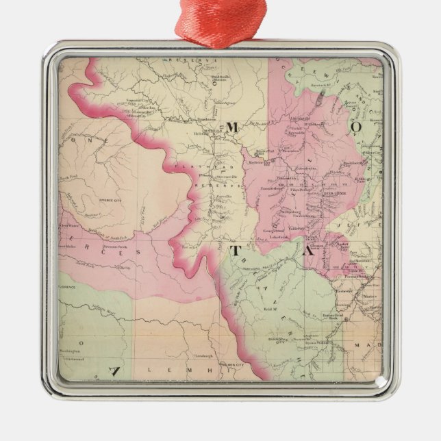 Ornement Carré Argenté L'Idaho, Montana occidental (Devant)