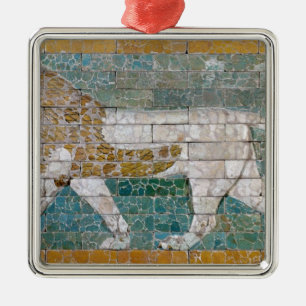 Ornement Carré Argenté Lion représentant Ishtar