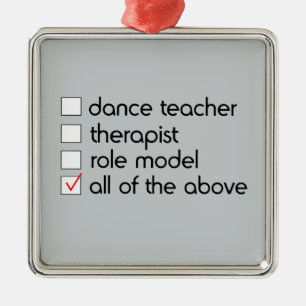 Ornement Carré Argenté Liste de contrôle de professeur de danse