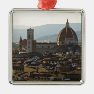 Ornement Carré Argenté L'Italie, vue de Florence avec Basilica di Père