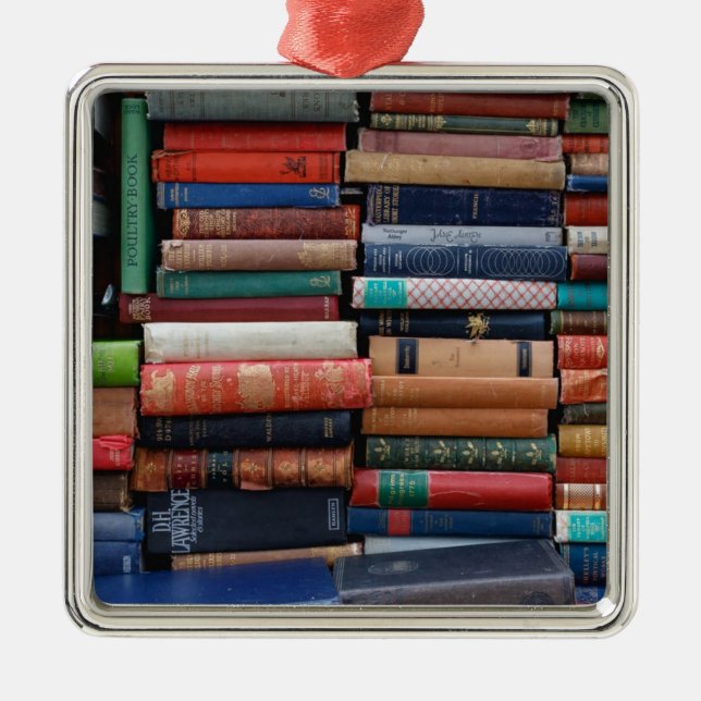 Ornement Carré Argenté Livres Lire l'amour vieux livres (Devant)