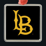 Ornement Carré Argenté Logo de Long Beach State<br><div class="desc">Check out these California State University Long Beach designs ! Show off your California State Pride with these new University products. These make the parfait poison for the long beach student, alumni, family, friend ou fan in your life. All of these Zazzle products are customizable with your name, class year,...</div>