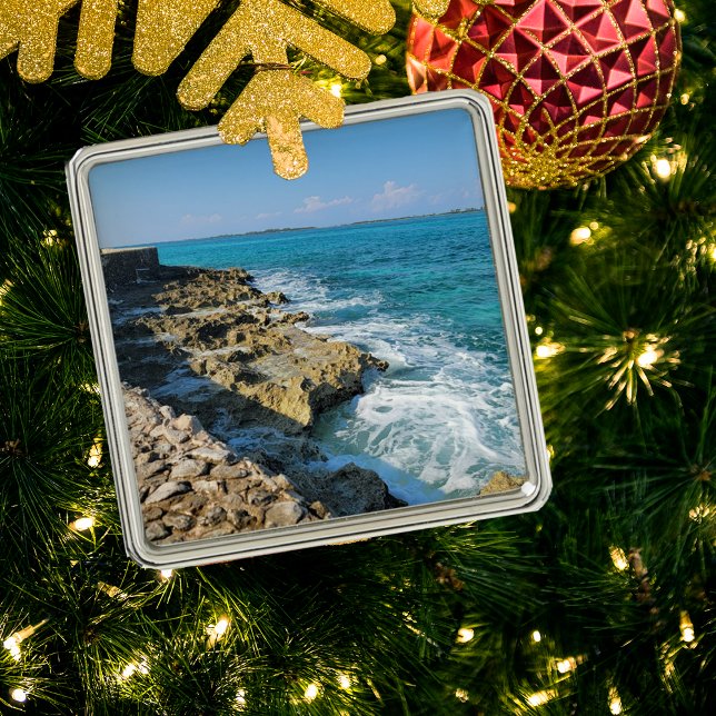 Ornement Carré Argenté L'ornement des Bahamas (Créateur téléchargé)