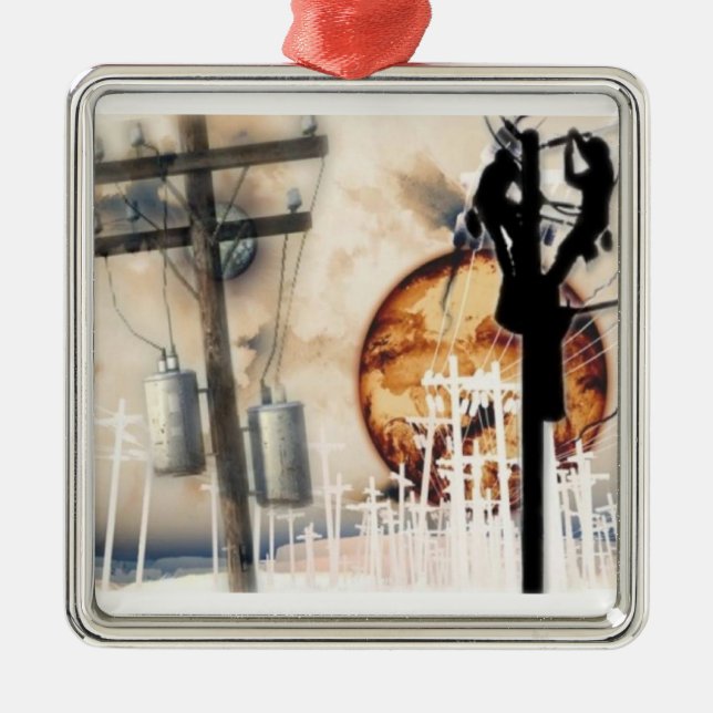 Ornement Carré Argenté L'ornement du monteur de lignes (Devant)