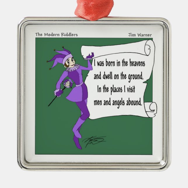 Ornement Carré Argenté L'ornement moderne d'énigme de neige de Riddlers (Devant)