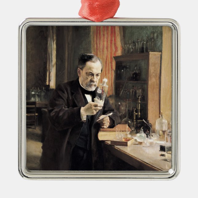 Ornement Carré Argenté Louis Pasteur dans son laboratoire, 1885 (Devant)