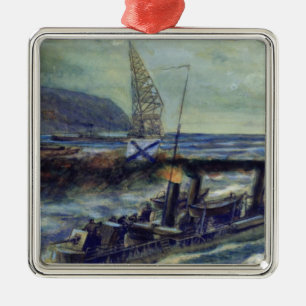 Ornement Carré Argenté L'u-bateau allemand U 56 descendu par Grozovoi