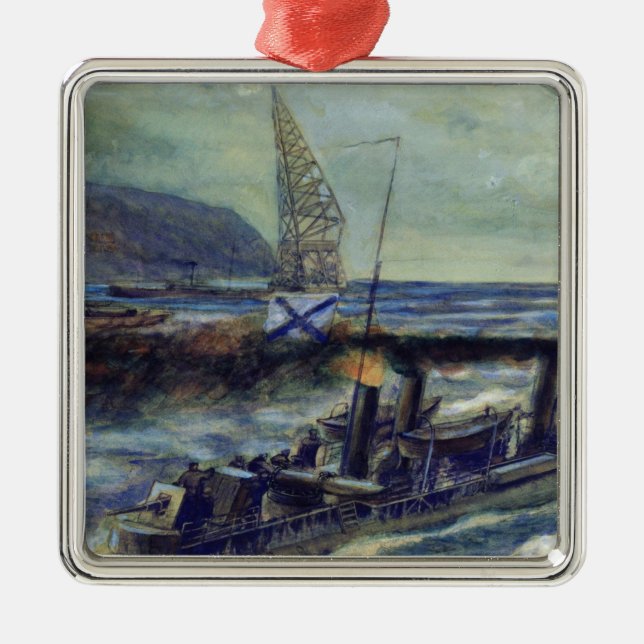 Ornement Carré Argenté L'u-bateau allemand U 56 descendu par Grozovoi (Devant)