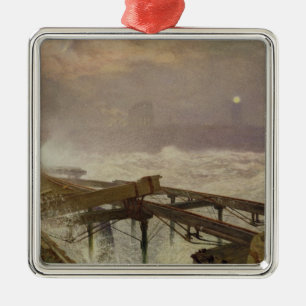 Ornement Carré Argenté Lumières bleues, pilier de Teignemouth - allumage