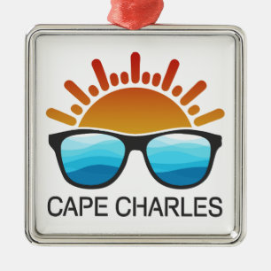 Ornement Carré Argenté Lunettes de soleil de Cape Charles Beach Virginie