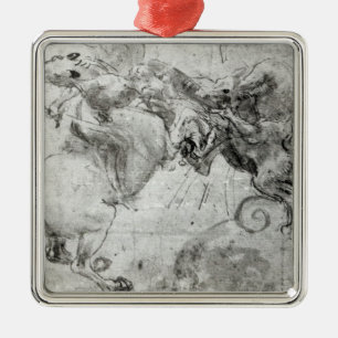 Ornement Carré Argenté Luttez entre un cavalier et un dragon, c.1482
