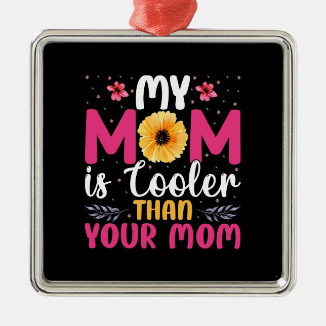 Ornement Carré Argenté Ma Mère Est Glacière Que Ta Mère (Devant)