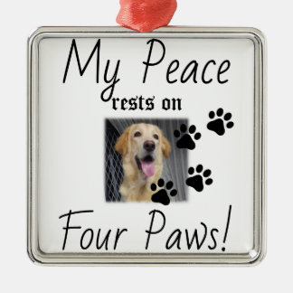 Ornement Carré Argenté Ma paix repose sur quatre pattes - Citation de l'a