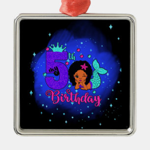 Ornement Carré Argenté Ma sirène du 5e anniversaire