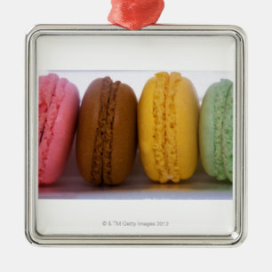 Ornement Carré Argenté Macarons français gastronomes importés (macarons)