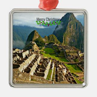 Ornement Carré Argenté Machu Picchu, Pérou