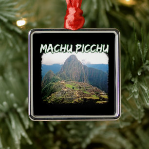 Ornement Carré Argenté Machu Picchu Pérou - Montagne Huayna Picchu