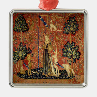 Ornement Carré Argenté Madame et la licorne