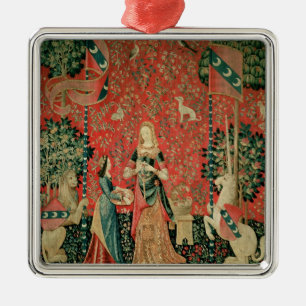 Ornement Carré Argenté Madame et la licorne : 'Smell