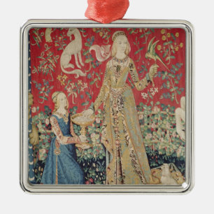 Ornement Carré Argenté Madame et la licorne : 'Taste