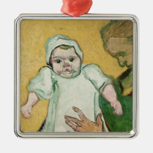 Ornement Carré Argenté Madame Roulin et son bébé de Vincent van Gogh