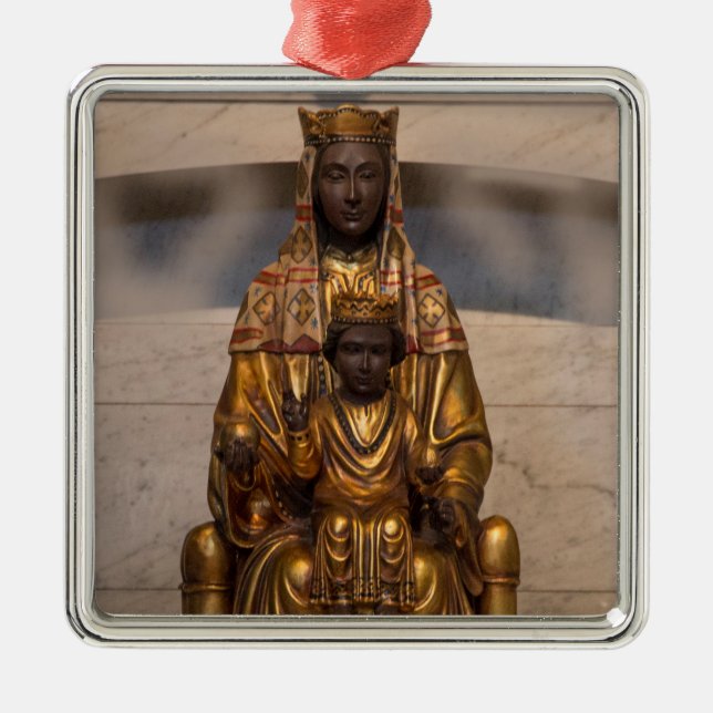 Ornement Carré Argenté Madonna de Montserrat Black Madonna Espagne (Devant)