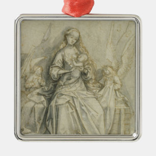 Ornement Carré Argenté Madonna et enfant 3
