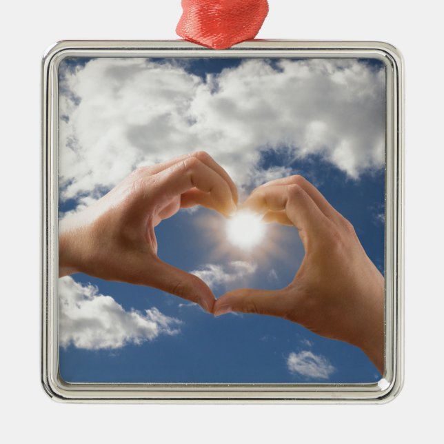 Ornement Carré Argenté Mains d'amour (Devant)