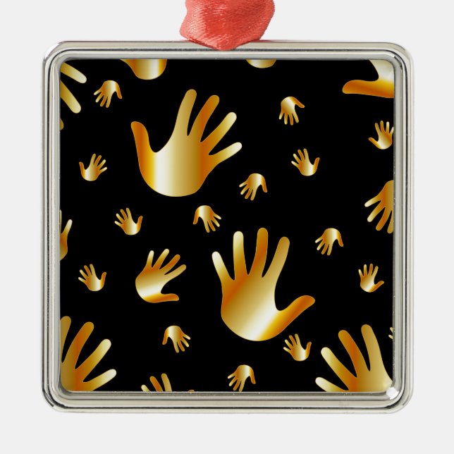 Ornement Carré Argenté mains d'or (Devant)