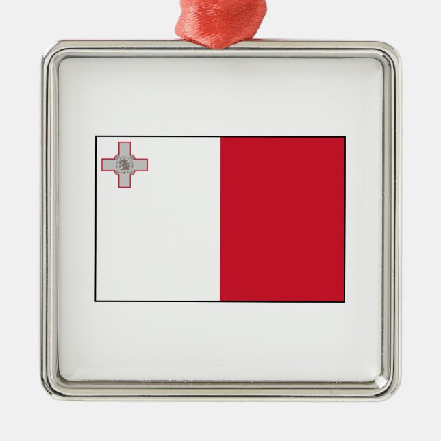 Ornement Carré Argenté Malte - drapeau maltais (Devant)