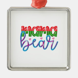 Ornement Carré Argenté Mama Bear