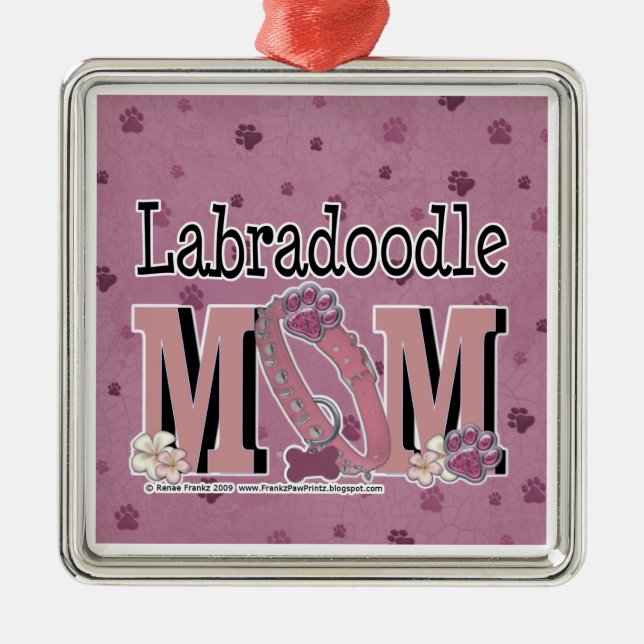 Ornement Carré Argenté MAMAN de LabraDoodle (Devant)