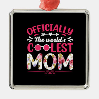Ornement Carré Argenté Maman la plus froide au monde
